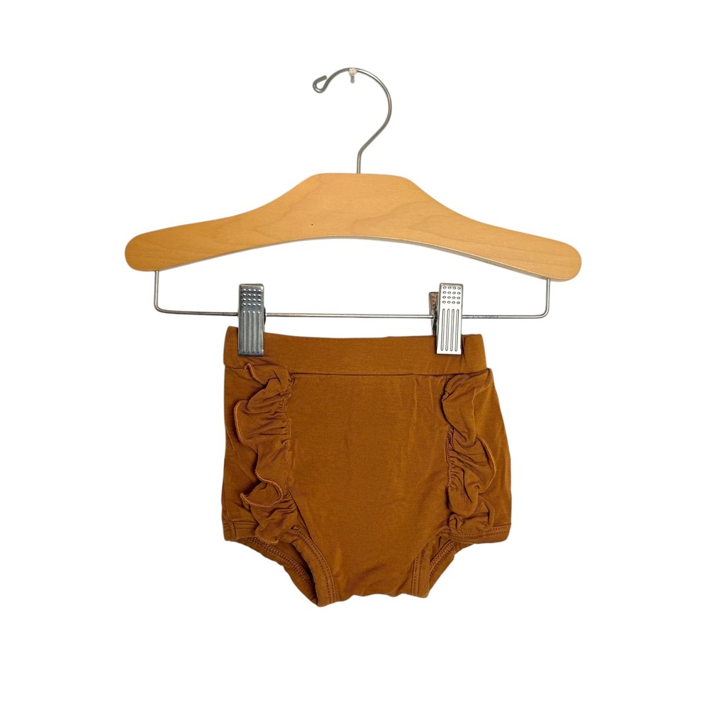 Kate Quinn Pumpkin Rust Bamboo Ruffle Bummies Diaper Cover Shorts 0-3M